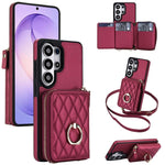 Portafoglio con cerniera, porta anelli romboidale, custodia per telefono con protezione RFID., For Galaxy S23 Ultra 5G, For Galaxy S22 Ultra 5G