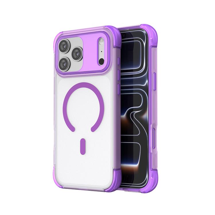 Custodia magnetica trasparente con airbag a quattro angoli effetto pelle, For iPhone 17 Pro Max, For iPhone 17 Pro