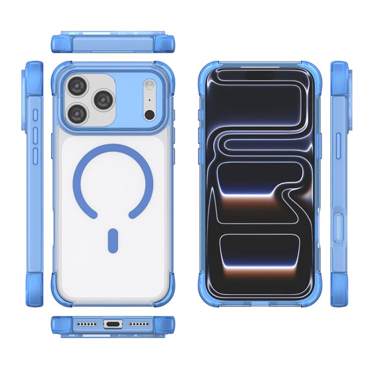 Custodia magnetica trasparente con airbag a quattro angoli effetto pelle, For iPhone 17 Pro Max, For iPhone 17 Pro