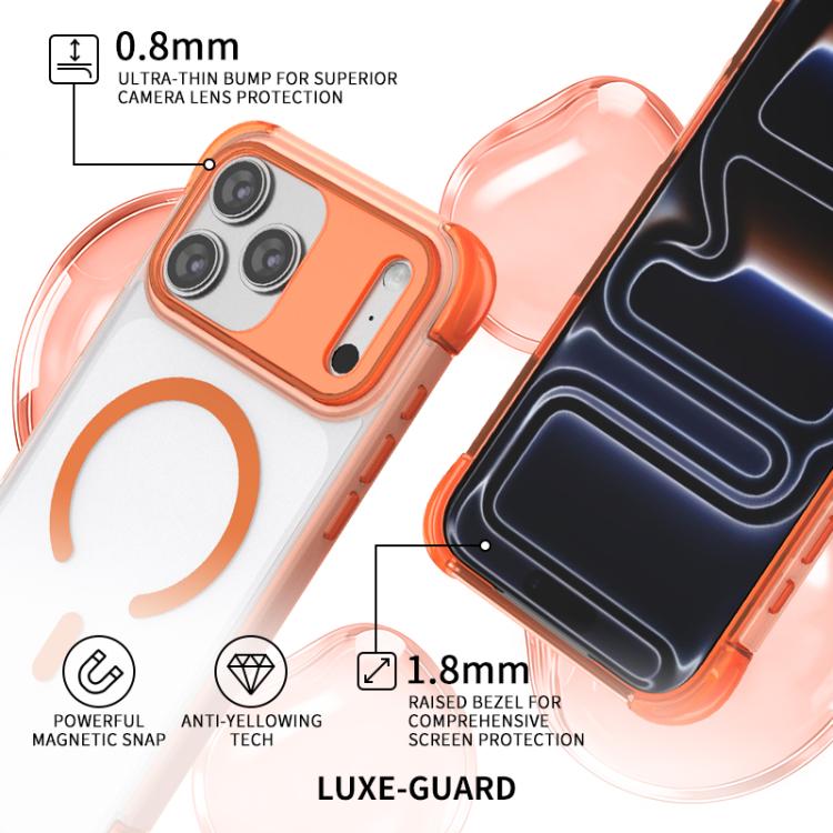 Custodia magnetica trasparente con airbag a quattro angoli effetto pelle, For iPhone 17 Pro Max, For iPhone 17 Pro