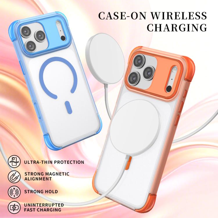 Custodia magnetica trasparente con airbag a quattro angoli effetto pelle, For iPhone 17 Pro Max, For iPhone 17 Pro