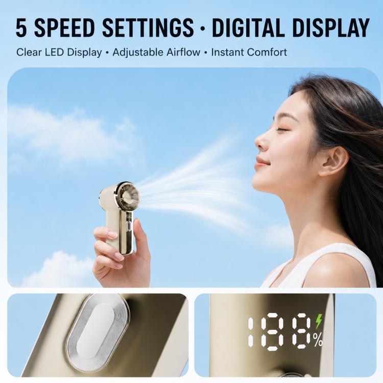 Mini ventilatore portatile F9 ad alta velocità con display digitale