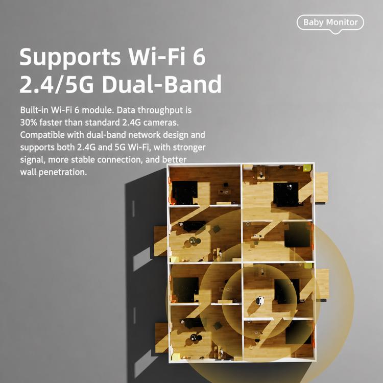C13 Telecamera di sorveglianza per neonati wireless Wi-Fi 2K 3MP, EU Plug