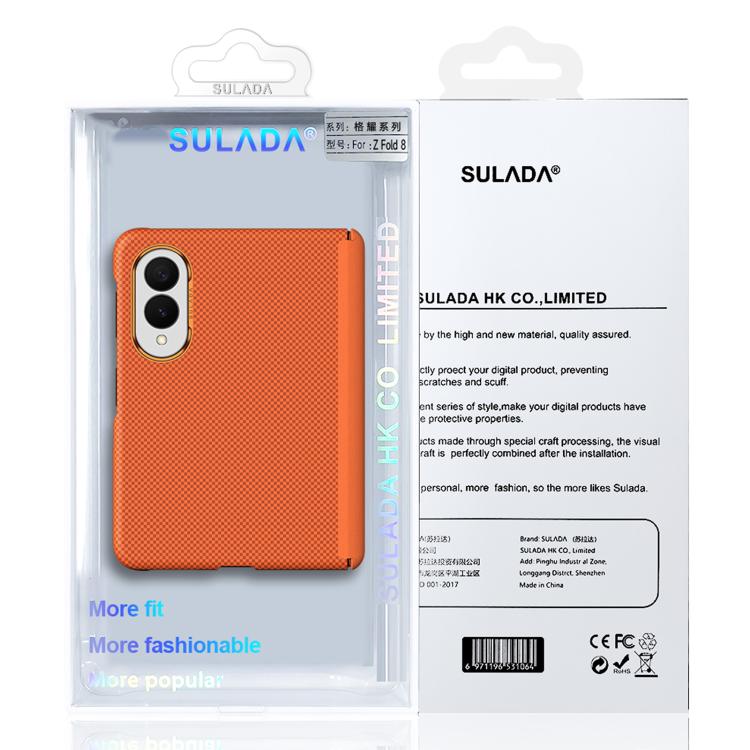 Custodia magnetica per telefono SULADA in Kevlar con motivo a griglia e texture effetto pelle., For Galaxy Z Fold8 5G, For Galaxy Z Fold8 Ultra 5G, For Galaxy Z Fold7 5G