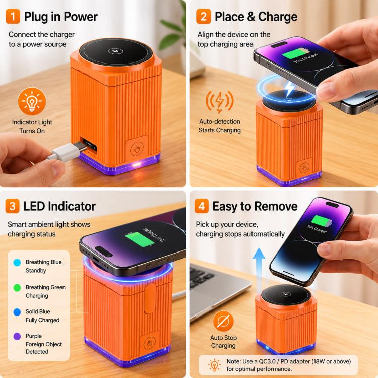 Supporto da scrivania magnetico multifunzione per caricabatterie wireless T10 da 15 W per telefono