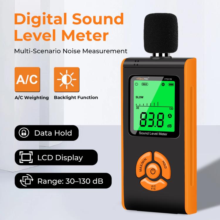 Fonometro digitale ad alta precisione YT311S, intervallo di misurazione: 30–130 dB, YT311S