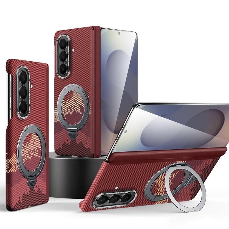 Custodia per telefono SULADA con texture a griglia di pixel in Kevlar e supporto magnetico girevole., For Galaxy Z Fold8 5G, For Galaxy Z Fold8 Ultra 5G, For Galaxy Z Fold7 5G