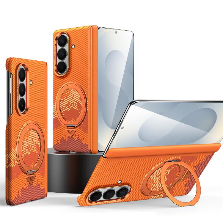 Custodia per telefono SULADA con texture a griglia di pixel in Kevlar e supporto magnetico girevole., For Galaxy Z Fold8 5G, For Galaxy Z Fold8 Ultra 5G, For Galaxy Z Fold7 5G