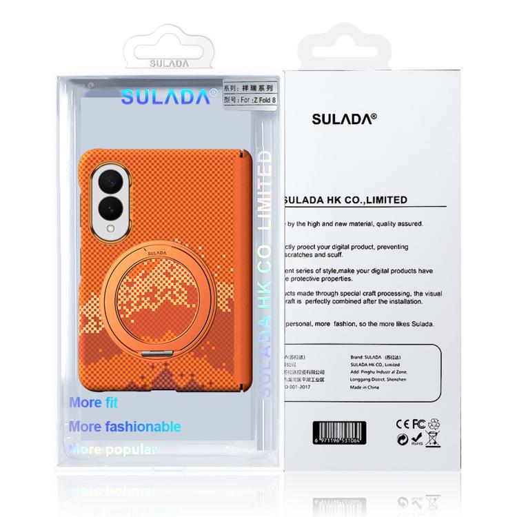 Custodia per telefono SULADA con texture a griglia di pixel in Kevlar e supporto magnetico girevole., For Galaxy Z Fold8 5G, For Galaxy Z Fold8 Ultra 5G, For Galaxy Z Fold7 5G