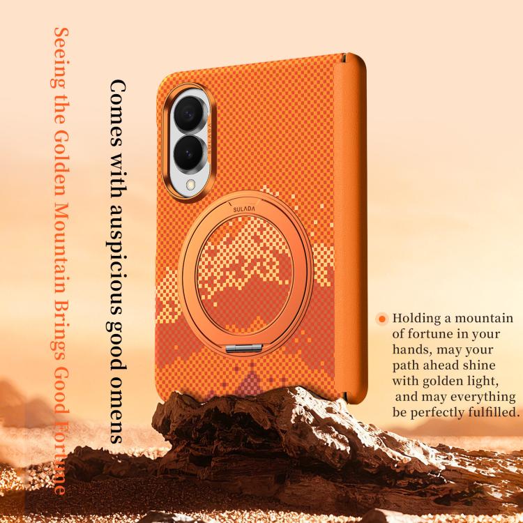 Custodia per telefono SULADA con texture a griglia di pixel in Kevlar e supporto magnetico girevole., For Galaxy Z Fold8 5G, For Galaxy Z Fold8 Ultra 5G, For Galaxy Z Fold7 5G