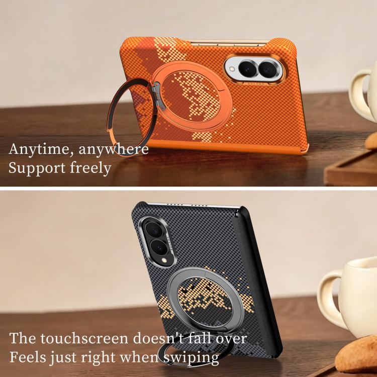 Custodia per telefono SULADA con texture a griglia di pixel in Kevlar e supporto magnetico girevole., For Galaxy Z Fold8 5G, For Galaxy Z Fold8 Ultra 5G, For Galaxy Z Fold7 5G