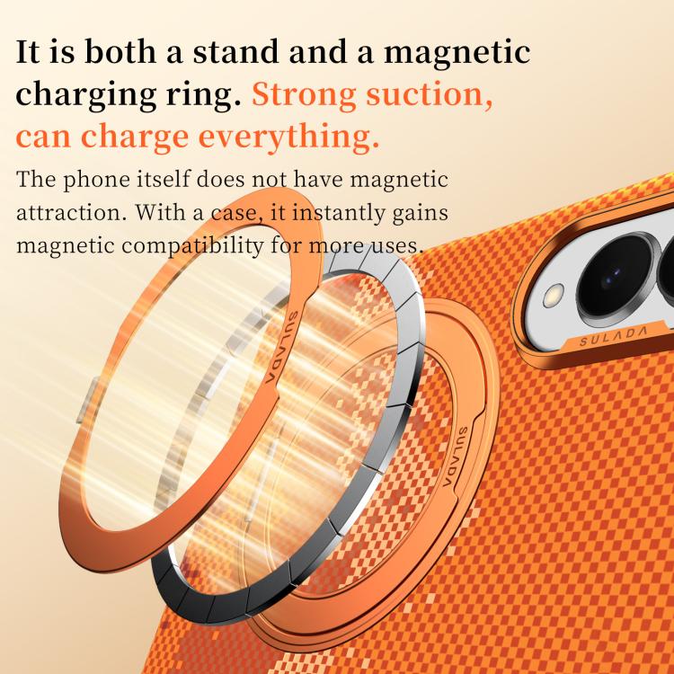 Custodia per telefono SULADA con texture a griglia di pixel in Kevlar e supporto magnetico girevole., For Galaxy Z Fold8 5G, For Galaxy Z Fold8 Ultra 5G, For Galaxy Z Fold7 5G