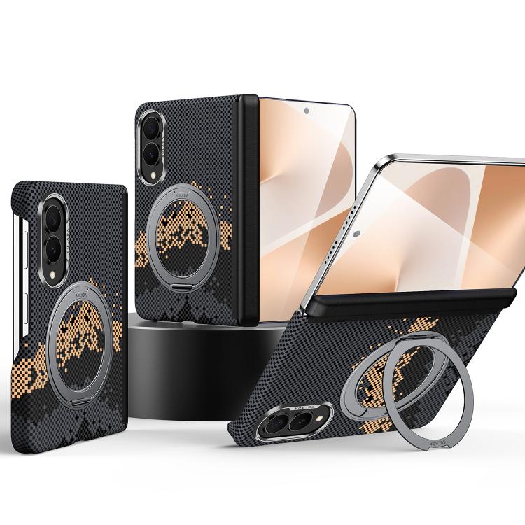 Custodia per telefono SULADA con texture a griglia di pixel in Kevlar e supporto magnetico girevole., For Galaxy Z Fold8 5G, For Galaxy Z Fold8 Ultra 5G, For Galaxy Z Fold7 5G