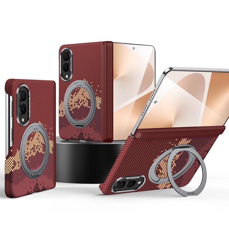 Custodia per telefono SULADA con texture a griglia di pixel in Kevlar e supporto magnetico girevole., For Galaxy Z Fold8 5G, For Galaxy Z Fold8 Ultra 5G, For Galaxy Z Fold7 5G