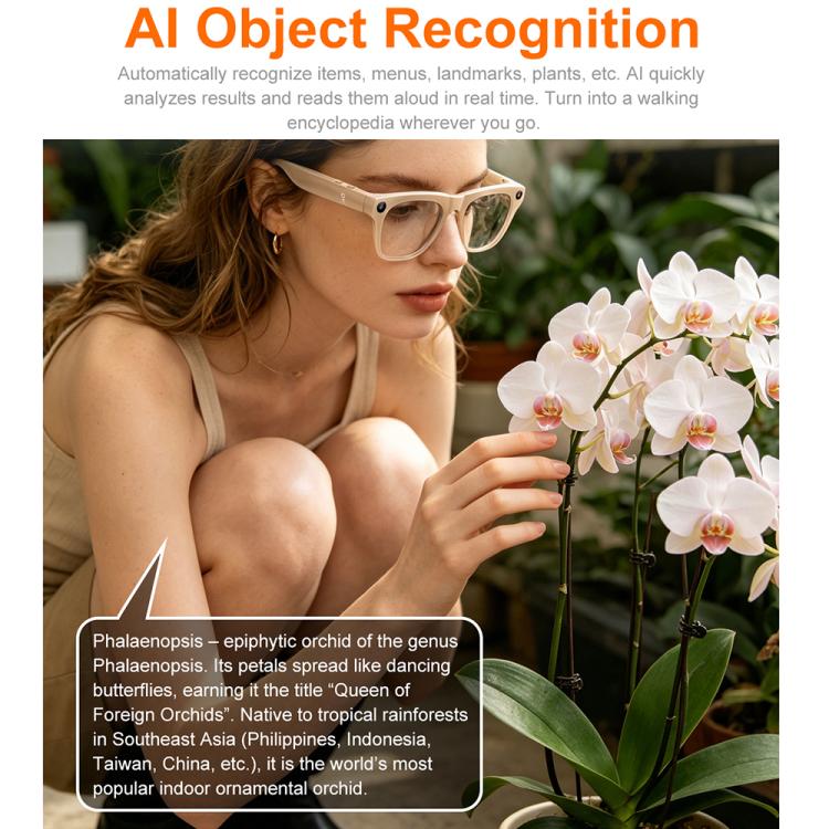 Occhiali intelligenti XK One Pro con intelligenza artificiale per la traduzione automatica, fotocamera HD da 8 MP, registrazione video, trasmissione Wi-Fi e assistente vocale AI., 8MP Camera