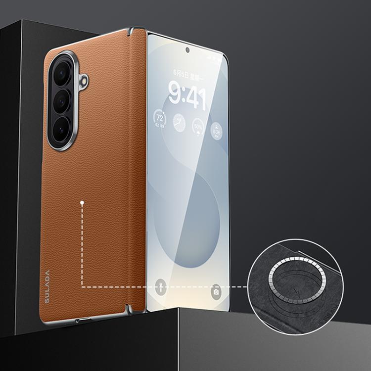Custodia per telefono SULADA senza cornice, in pelle bovina con strato superiore superiore., For Galaxy Z Fold8 5G, For Galaxy Z Fold8 Ultra 5G