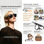 Occhiali intelligenti AI M02X Pro Max con fotocamera HD da 8 MP, registrazione video, trasmissione Wi-Fi e assistente vocale AI., Sunglasses + Anti Blue Light Lens, Gradient Lenses
