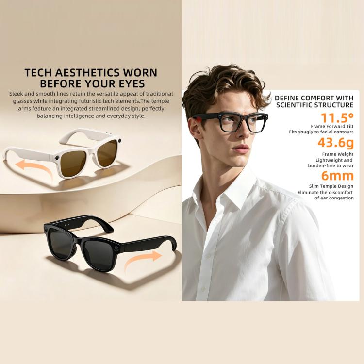 Occhiali intelligenti AI M02X Pro Max con fotocamera HD da 8 MP, registrazione video, trasmissione Wi-Fi e assistente vocale AI., Sunglasses + Anti Blue Light Lens, Gradient Lenses