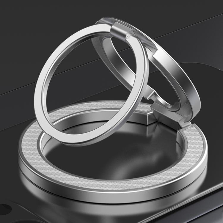 Supporto per telefono con fibbia ad anello magnetica a doppia asse con texture in fibra di carbonio