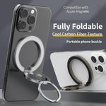 Supporto per telefono con fibbia ad anello magnetica a doppia asse con texture in fibra di carbonio