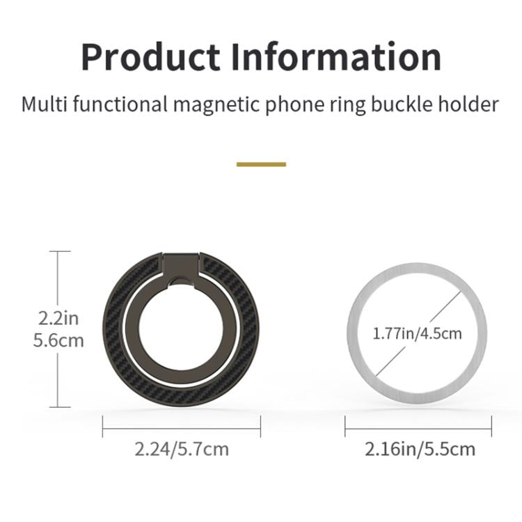 Supporto per telefono con fibbia ad anello magnetica a doppia asse con texture in fibra di carbonio