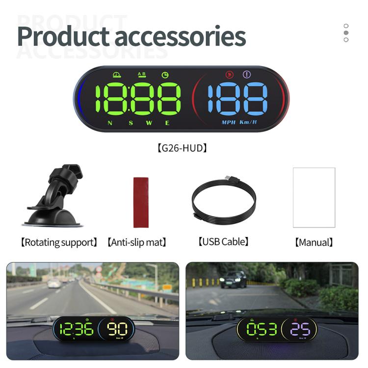 Display GPS per auto G26, display head-up con tachimetro e supporto a ventosa, G26