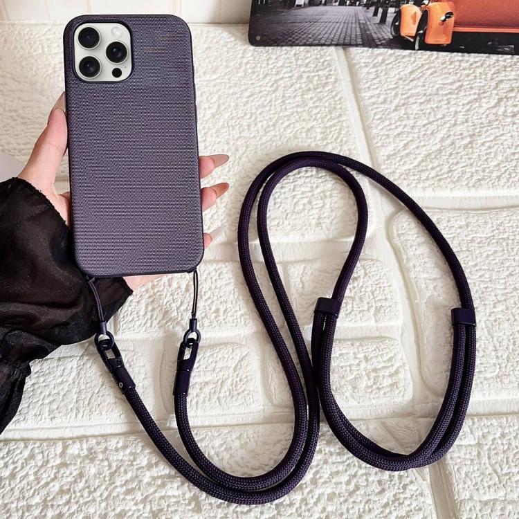 Custodia magnetica per telefono con texture in tessuto tecnico e tracolla., For iPhone 15 Pro Max, For iPhone 15 Pro, For iPhone 15 Plus, For iPhone 15
