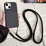 Custodia magnetica per telefono con texture in tessuto tecnico e tracolla., For iPhone 14 Plus, For iPhone 14, For iPhone 14 Pro, For iPhone 14 Pro Max