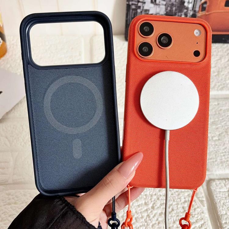 Custodia magnetica per telefono con texture in tessuto tecnico e tracolla., For iPhone 12 Pro Max, For iPhone 12 Pro
