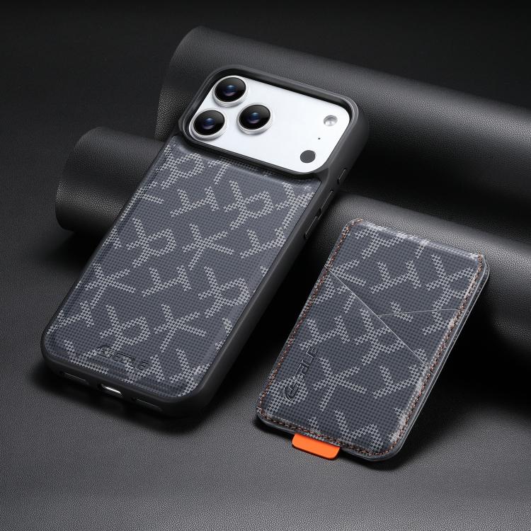 ESEBLE E5 - Porta carte staccabile con motivo a lettere, custodia magnetica RFID per telefono, For iPhone 17 Pro Max, For iPhone 17 Pro, For iPhone 17, For iPhone 16 Pro Max, For iPhone 16 Pro, For iPhone 16