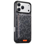 ESEBLE E5 - Porta carte staccabile con motivo a lettere, custodia magnetica RFID per telefono, For iPhone 17 Pro Max, For iPhone 17 Pro, For iPhone 17, For iPhone 16 Pro Max, For iPhone 16 Pro, For iPhone 16