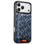 ESEBLE E5 - Porta carte staccabile con motivo a lettere, custodia magnetica RFID per telefono, For iPhone 17 Pro Max, For iPhone 17 Pro, For iPhone 17, For iPhone 16 Pro Max, For iPhone 16 Pro, For iPhone 16