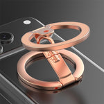 Supporto per telefono magnetico a doppia faccia con design a foro per vite da un quarto di pollice, ribaltabile a 360 gradi.