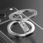 Supporto per telefono magnetico a doppia faccia con design a foro per vite da un quarto di pollice, ribaltabile a 360 gradi.