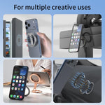 Supporto per telefono magnetico a doppia faccia con design a foro per vite da un quarto di pollice, ribaltabile a 360 gradi.