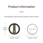 Supporto per telefono magnetico a doppia faccia con design a foro per vite da un quarto di pollice, ribaltabile a 360 gradi.