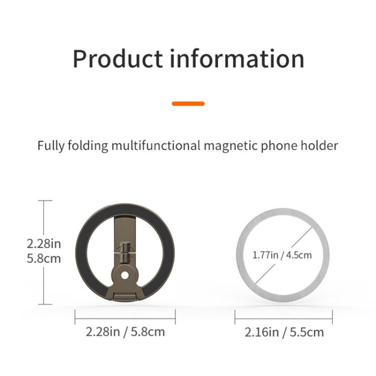 Supporto per telefono magnetico a doppia faccia con design a foro per vite da un quarto di pollice, ribaltabile a 360 gradi.