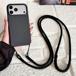 Custodia magnetica per telefono con texture in tessuto tecnico, pulsante AI e tracolla., For iPhone 17 Pro Max, For iPhone 17 Pro