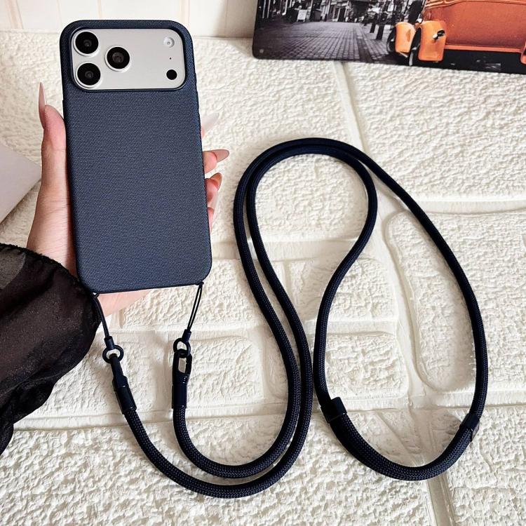 Custodia magnetica per telefono con texture in tessuto tecnico, pulsante AI e tracolla., For iPhone 17 Pro Max, For iPhone 17 Pro