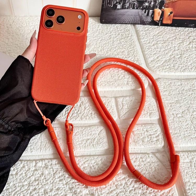 Custodia magnetica per telefono con texture in tessuto tecnico, pulsante AI e tracolla., For iPhone 17 Pro Max, For iPhone 17 Pro