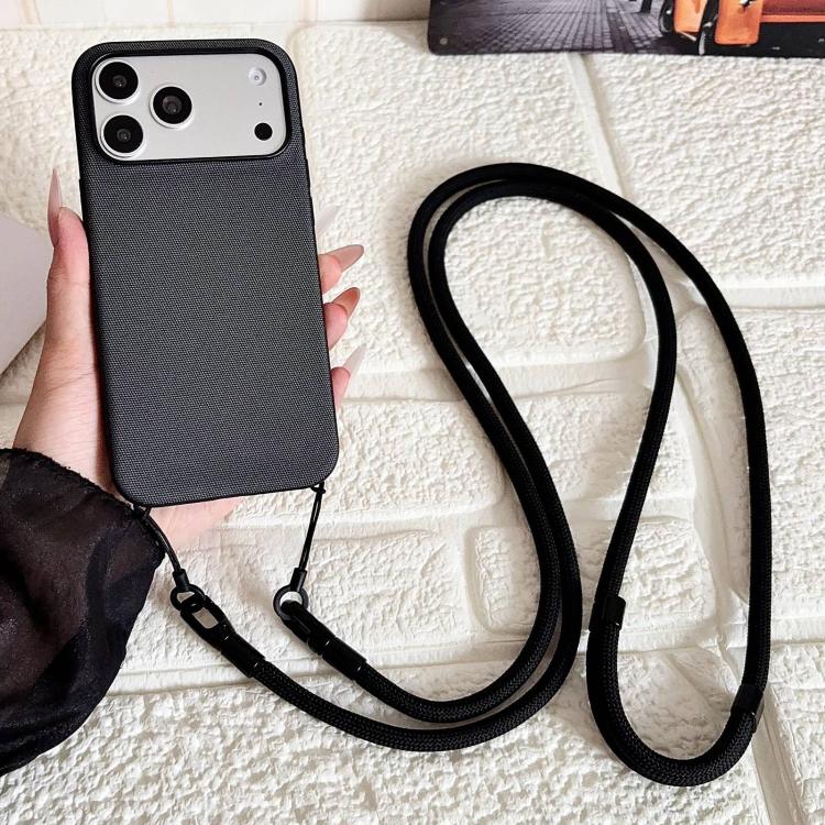 Custodia magnetica per telefono con texture in tessuto tecnico, pulsante AI e tracolla., For iPhone 17 Pro Max, For iPhone 17 Pro