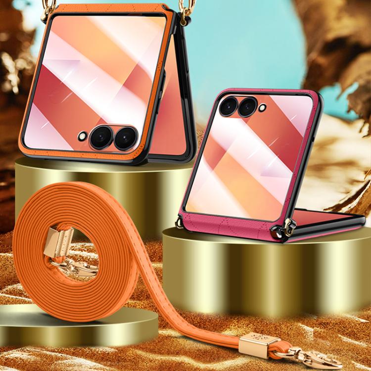 Custodia per telefono pieghevole SULADA con elegante texture romboidale e cordino., For Galaxy Z Flip8 5G