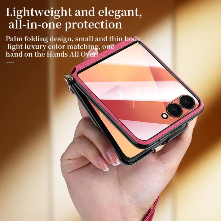 Custodia per telefono pieghevole SULADA con elegante texture romboidale e cordino., For Galaxy Z Flip8 5G