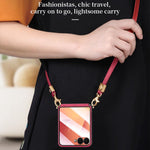 Custodia per telefono pieghevole SULADA con elegante texture romboidale e cordino., For Galaxy Z Flip8 5G