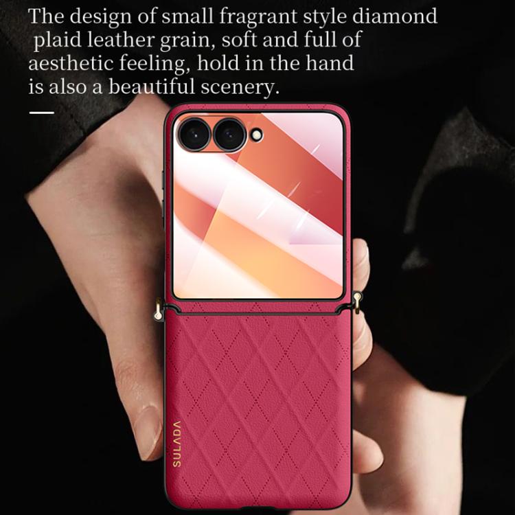 Custodia per telefono pieghevole SULADA con elegante texture romboidale e cordino., For Galaxy Z Flip8 5G