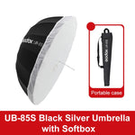Diffusore riflettore per studio fotografico Godox, UB-85S Black Silver Umbrella, UB-85S Black Silver Umbrella with Softbox, UB-105S Black Silver Umbrella, UB-105S Black Silver Umbrella with Softbox, UB-130S Black Silver Umbrella                        ...