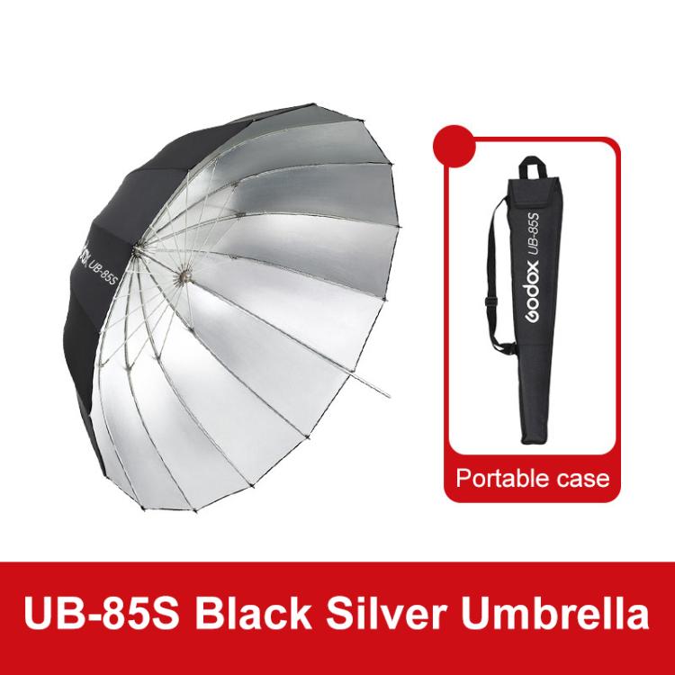 Diffusore riflettore per studio fotografico Godox, UB-85S Black Silver Umbrella, UB-85S Black Silver Umbrella with Softbox, UB-105S Black Silver Umbrella, UB-105S Black Silver Umbrella with Softbox, UB-130S Black Silver Umbrella                        ...