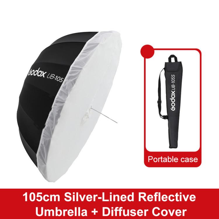 Diffusore riflettore per studio fotografico Godox, UB-85S Black Silver Umbrella, UB-85S Black Silver Umbrella with Softbox, UB-105S Black Silver Umbrella, UB-105S Black Silver Umbrella with Softbox, UB-130S Black Silver Umbrella                        ...