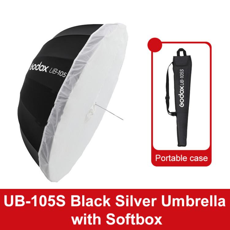 Diffusore riflettore per studio fotografico Godox, UB-85S Black Silver Umbrella, UB-85S Black Silver Umbrella with Softbox, UB-105S Black Silver Umbrella, UB-105S Black Silver Umbrella with Softbox, UB-130S Black Silver Umbrella                        ...