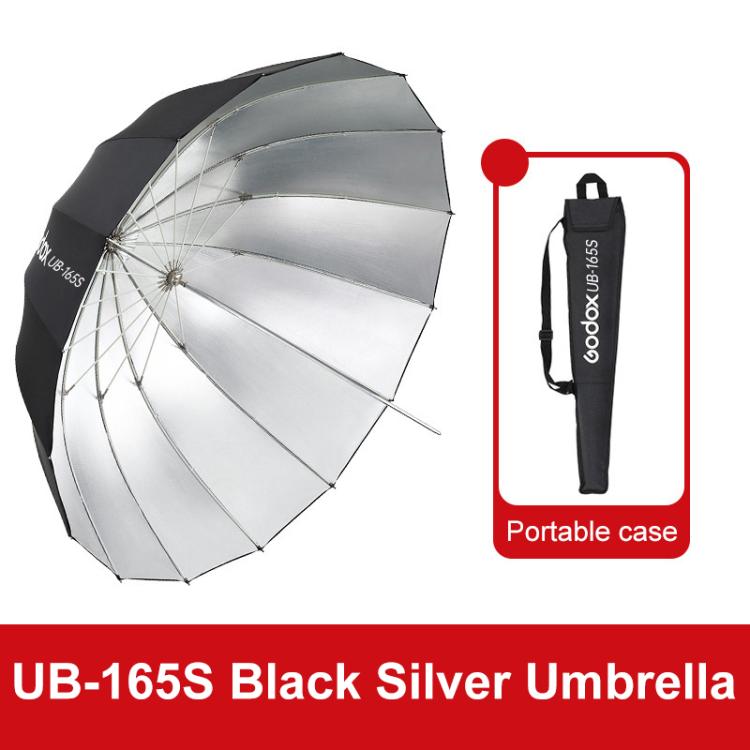 Diffusore riflettore per studio fotografico Godox, UB-85S Black Silver Umbrella, UB-85S Black Silver Umbrella with Softbox, UB-105S Black Silver Umbrella, UB-105S Black Silver Umbrella with Softbox, UB-130S Black Silver Umbrella                        ...